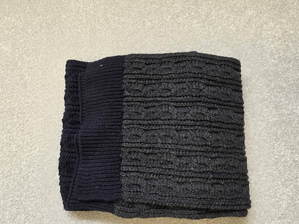 Knitted Two-Tone Black and Dark Grey Scarf