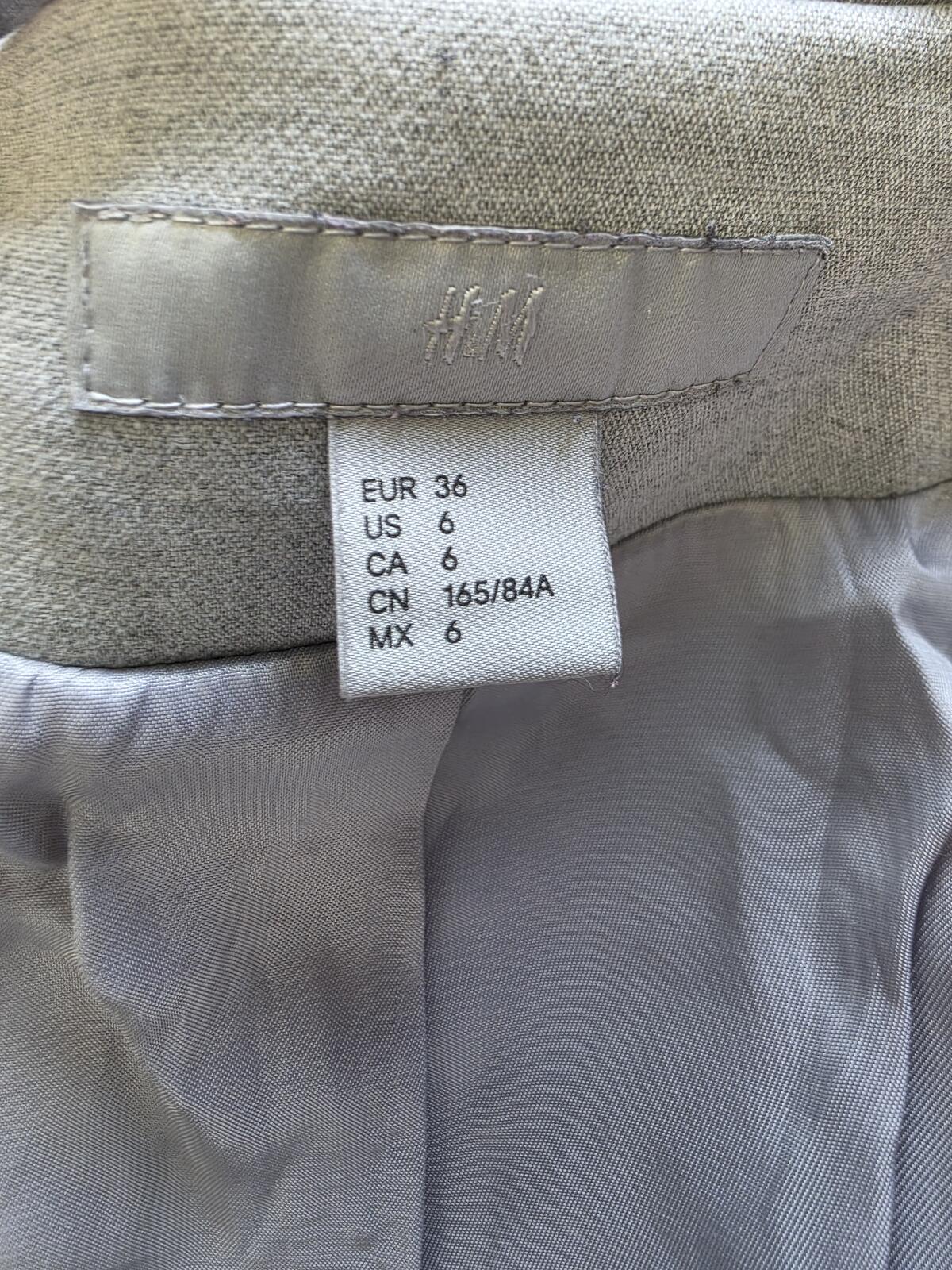 H&M Light Grey Blazer Jacket Size EUR 36 / US 6