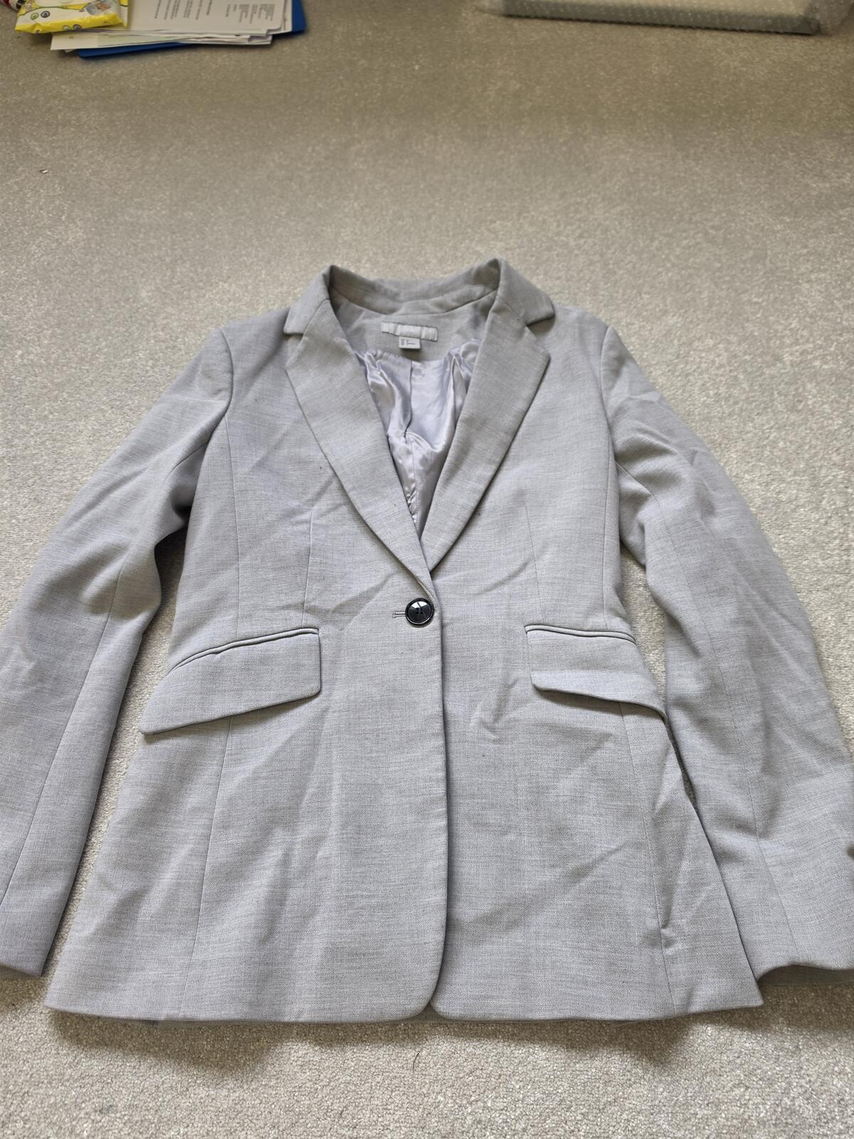 H&M Light Grey Blazer Jacket Size EUR 36 / US 6