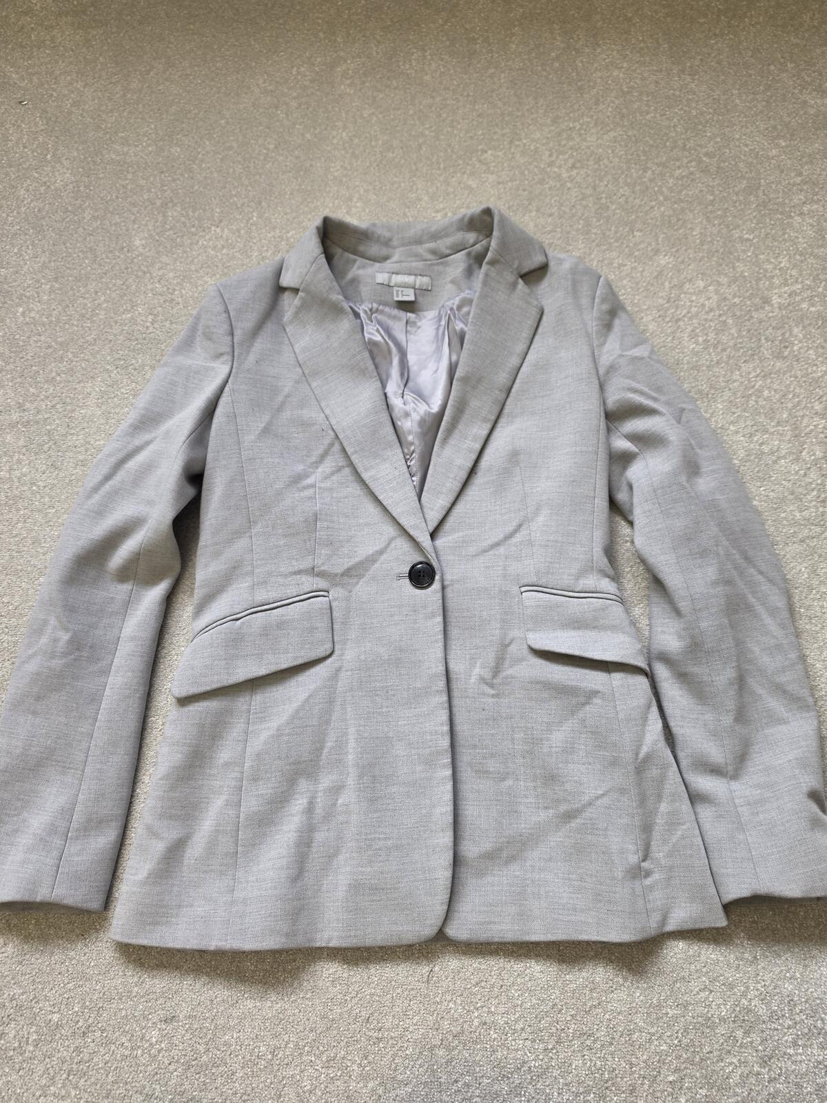 H&M Light Grey Blazer Jacket Size EUR 36 / US 6