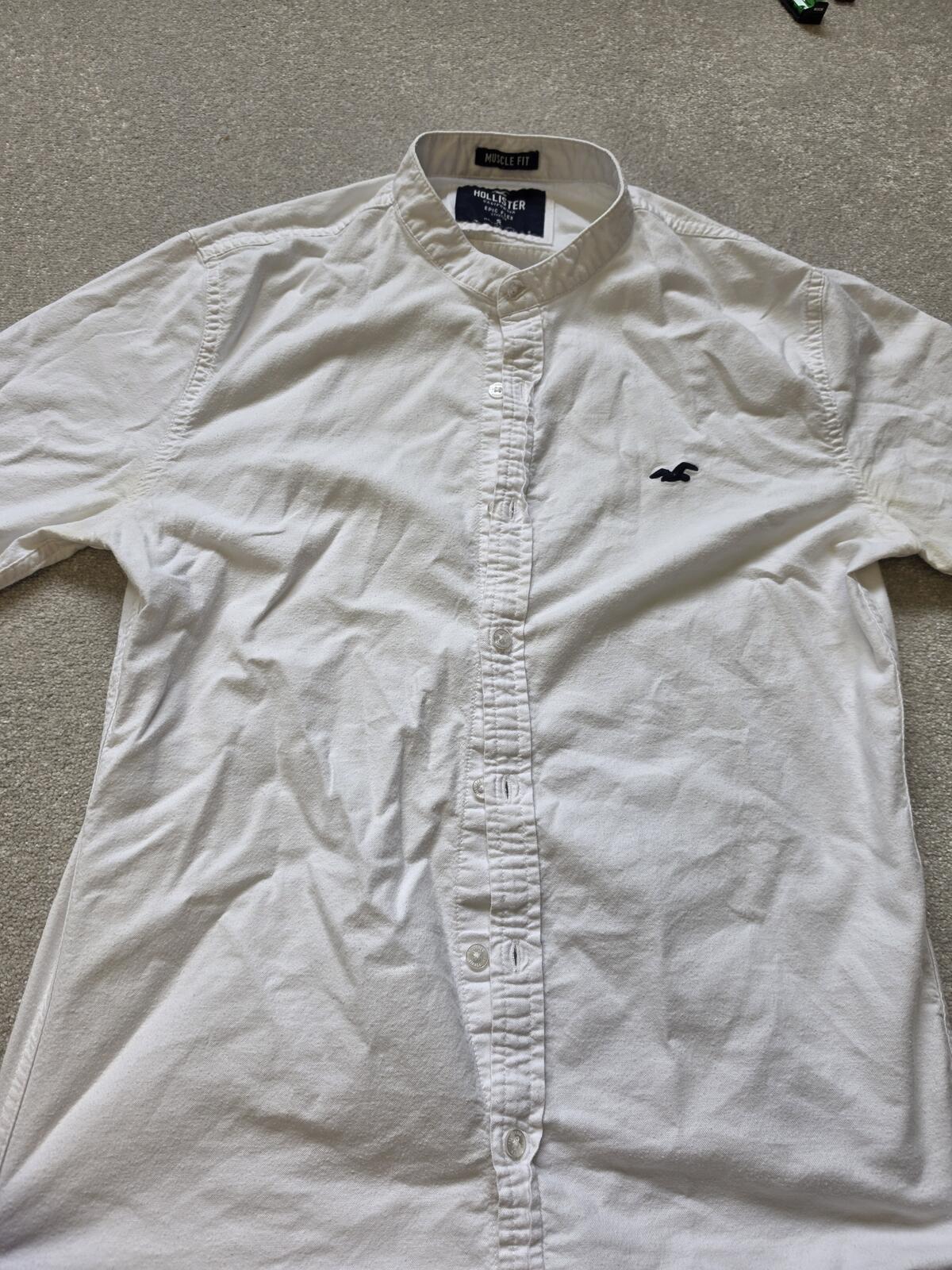 Hollister Muscle Fit Epic Flex Stretch White Shirt Size S