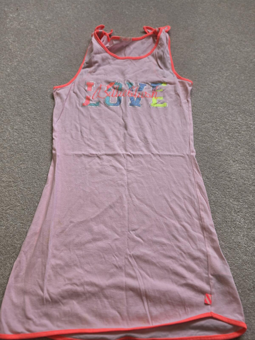 Bullelush Pink Sleeveless Dress with LOVE Print -Aged 12