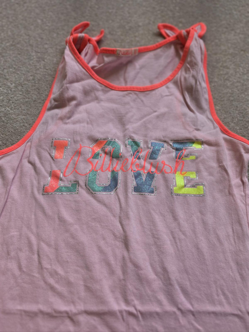 Bullelush Pink Sleeveless Dress with LOVE Print -Aged 12