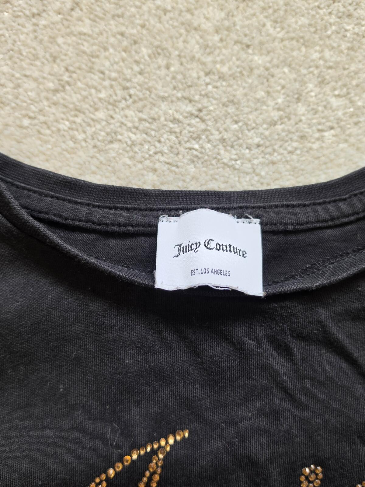 Juicy Couture Black Cotton T-Shirt with Gold Studded Logo