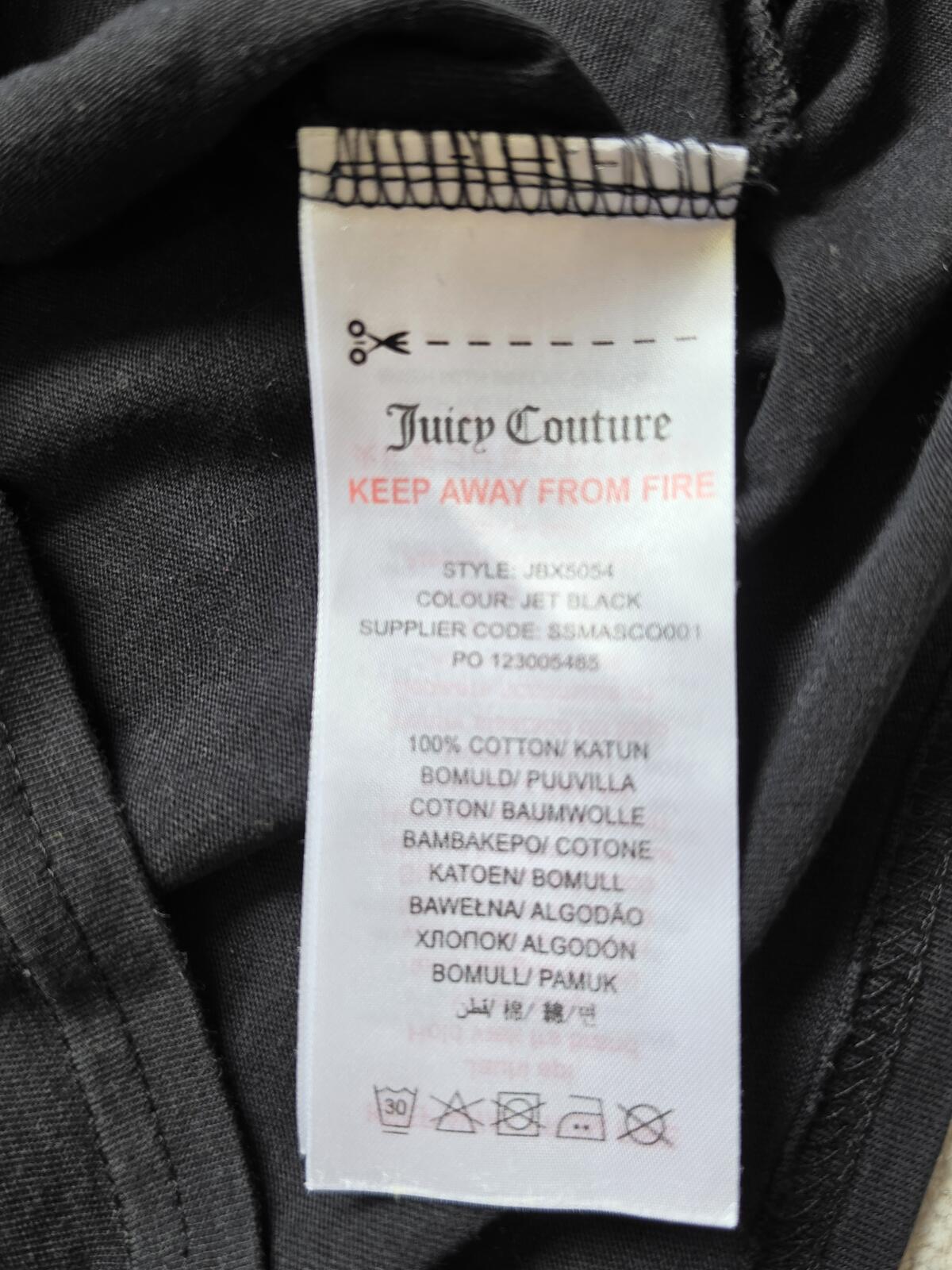 Juicy Couture Black Cotton T-Shirt with Gold Studded Logo