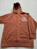 Brown Hoodie with 'Love and Peace' and 'Kindness' Prints