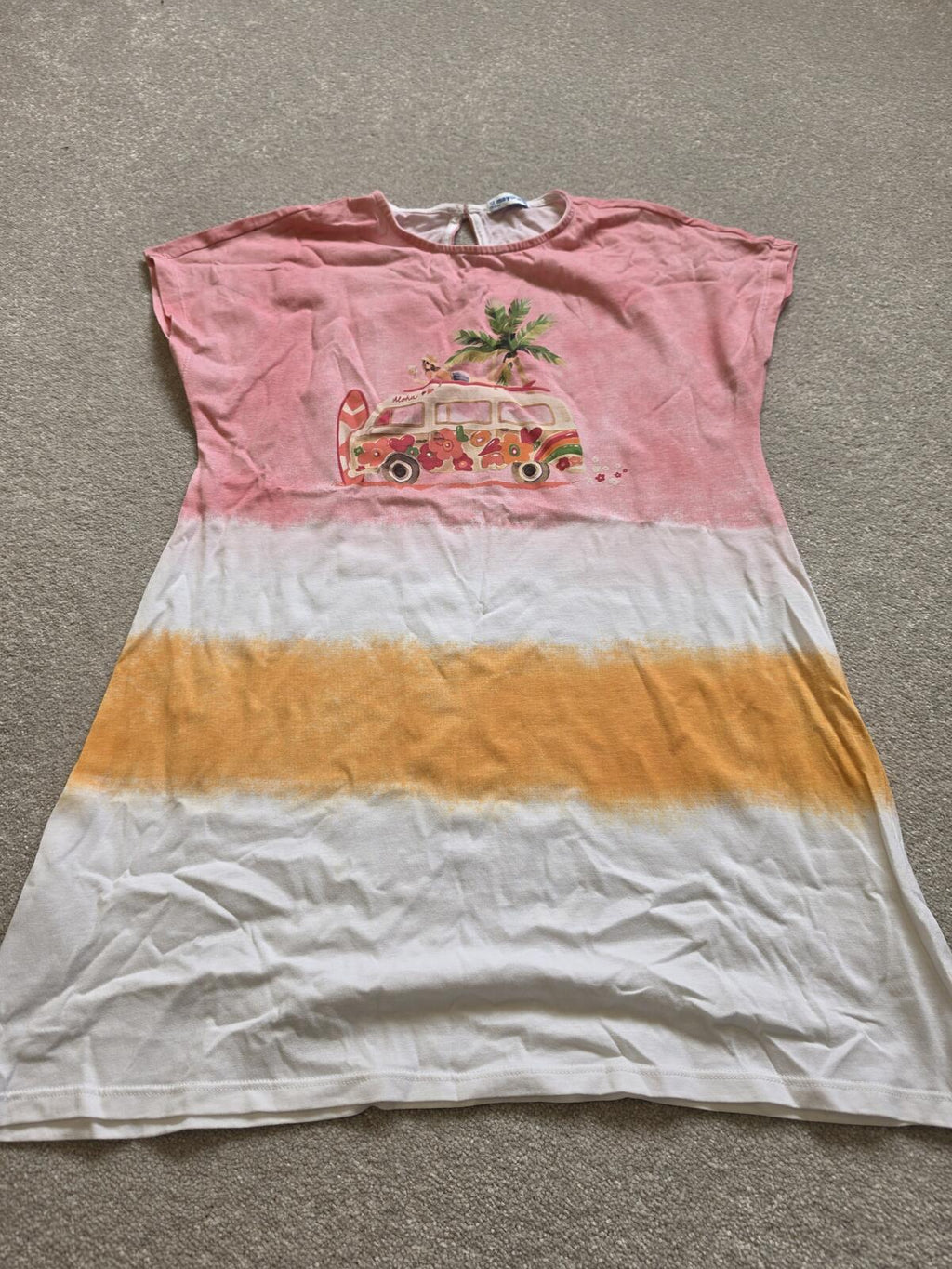 Mayoral Girls' Colour Block Dress with Surf Van Print, 12 years