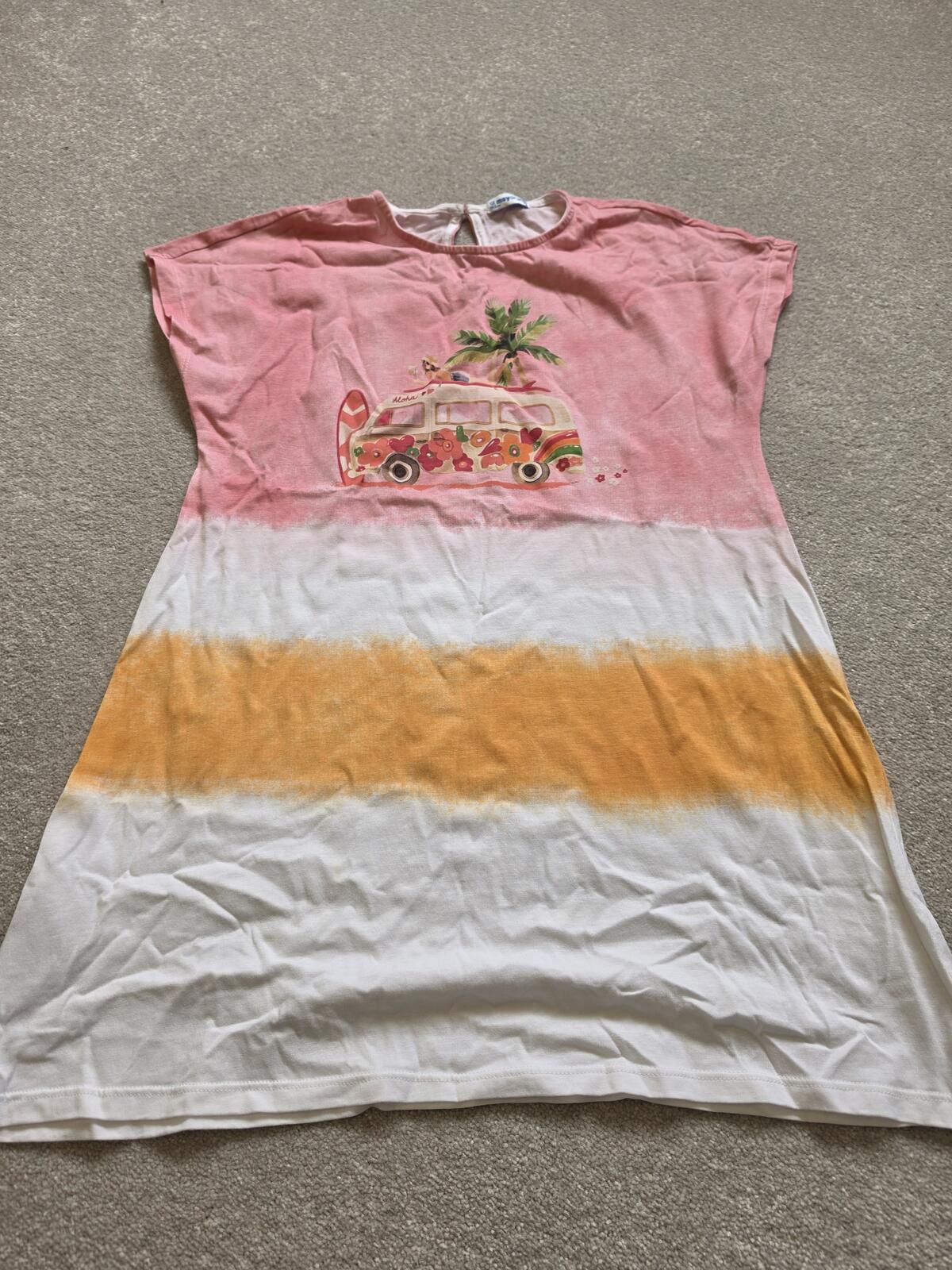 Mayoral Girls' Colour Block Dress with Surf Van Print, 12 years
