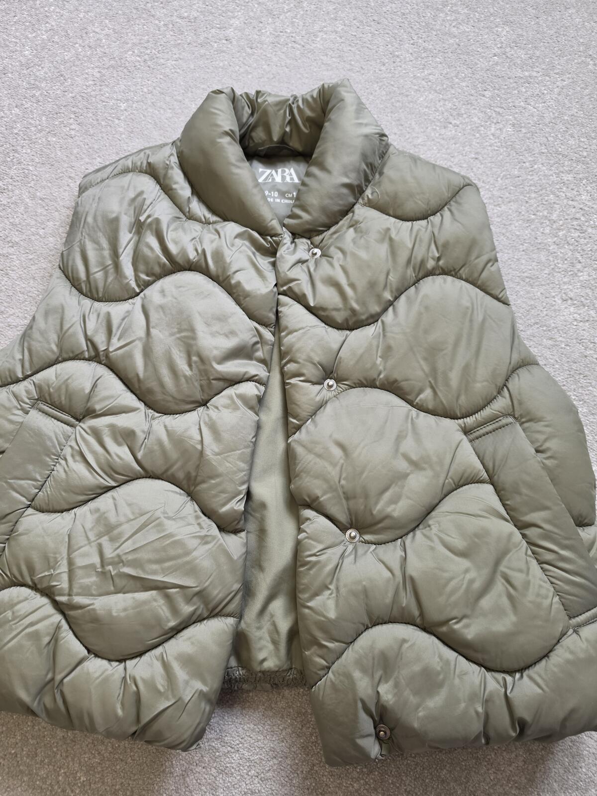 Zara Olive Green Quilted Puffer Vest Kids Age 9-10