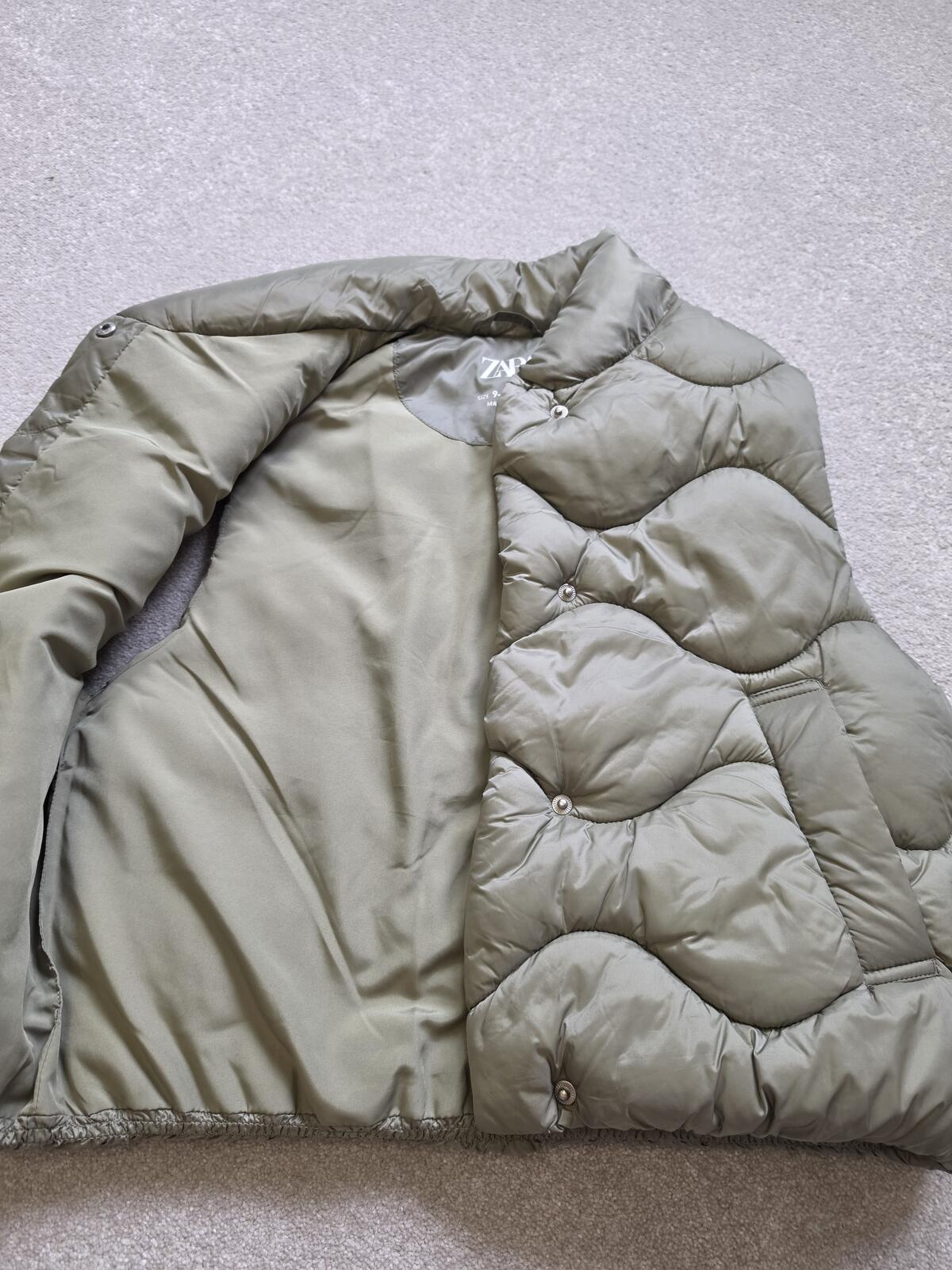 Zara Olive Green Quilted Puffer Vest Kids Age 9-10