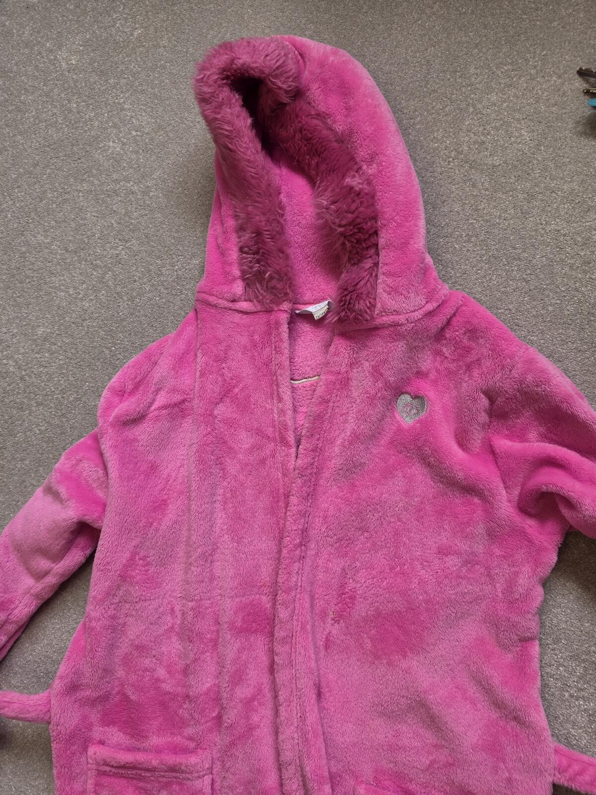 Pink Hooded Plush Bathrobe with #Pamper Day Embroidery Kids Age 12