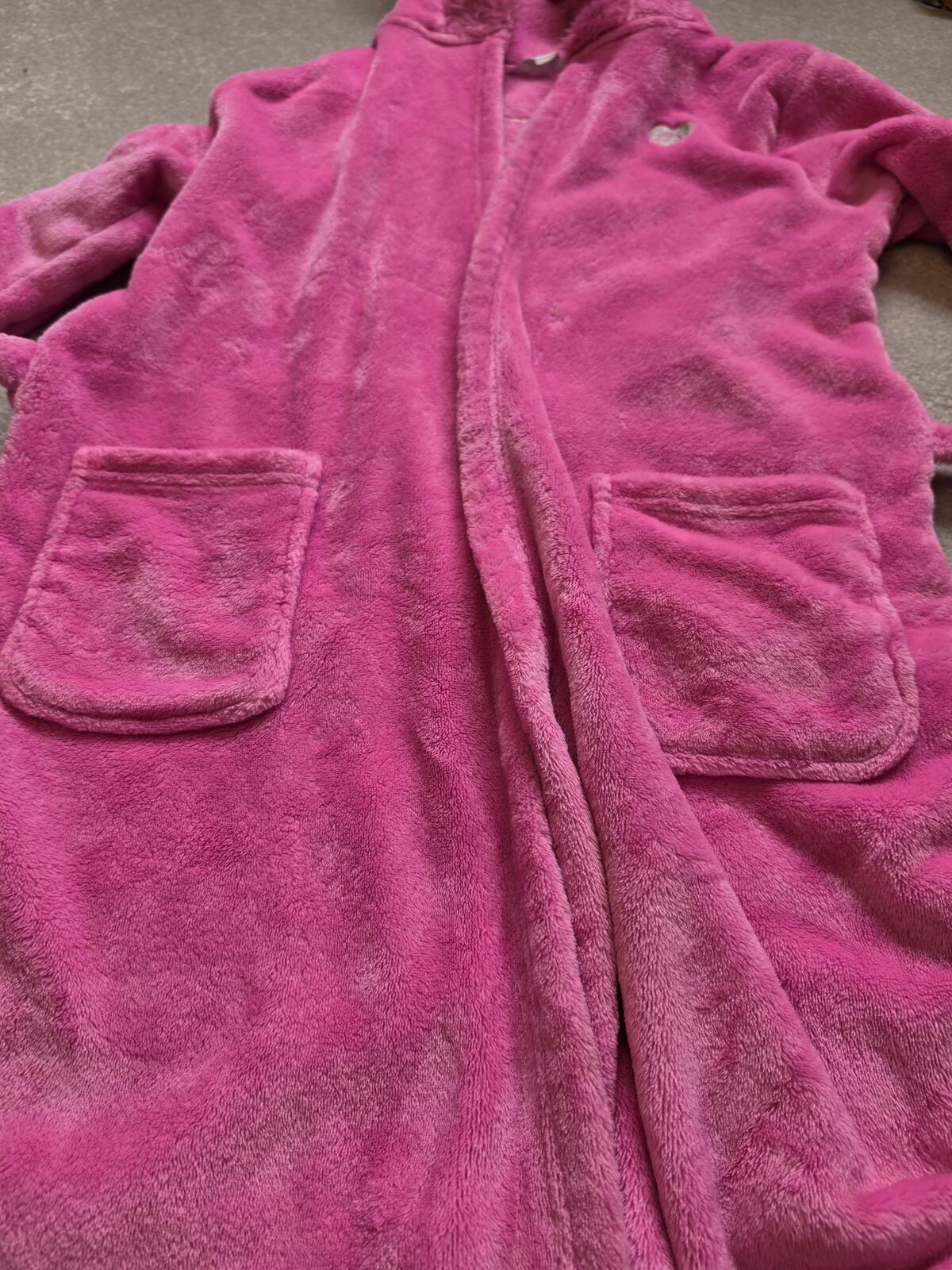 Pink Hooded Plush Bathrobe with #Pamper Day Embroidery Kids Age 12