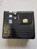 Black Croc-Embossed Crossbody Water Cup Storage Bag