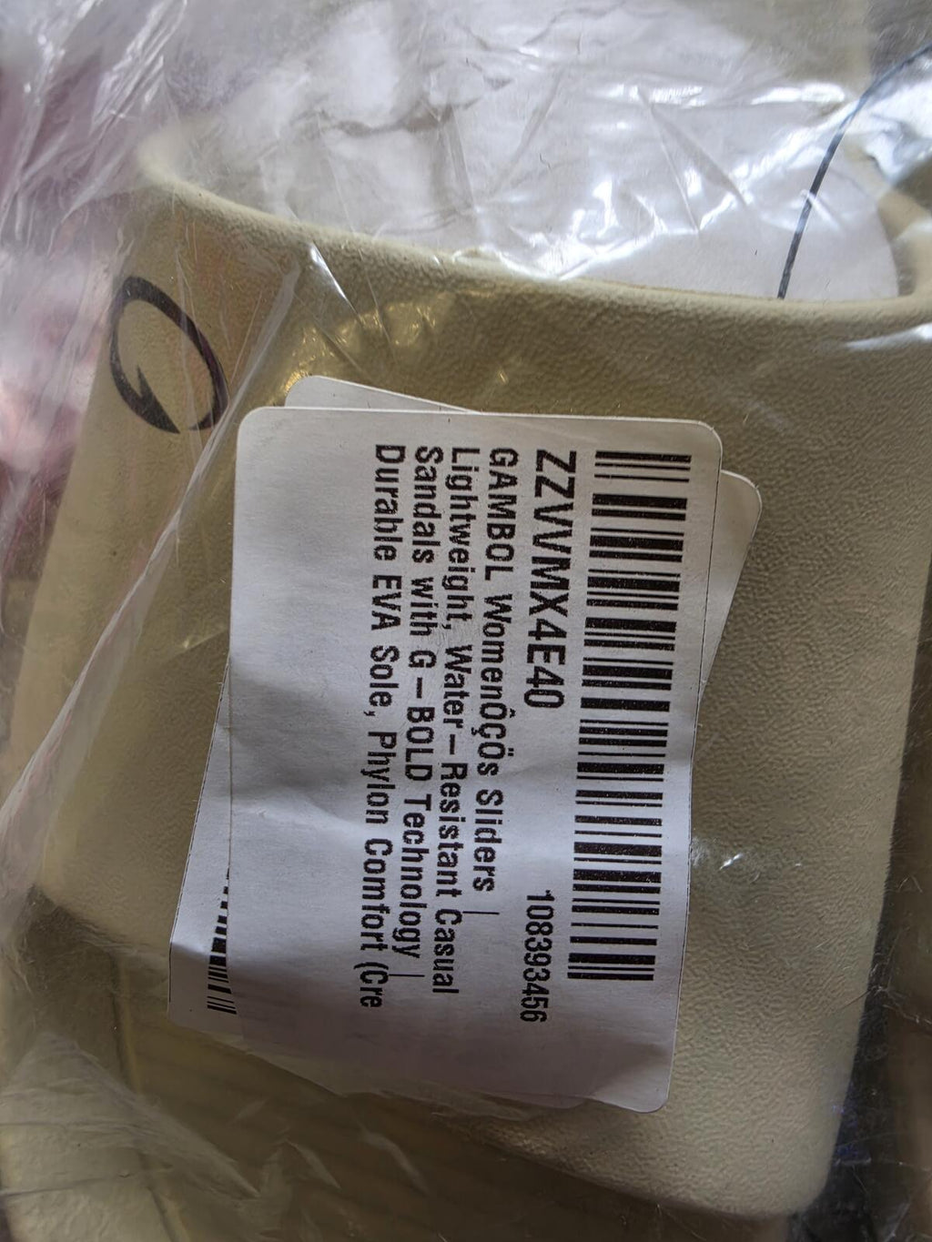 GBOLD Cream Slide Sandals Size 6