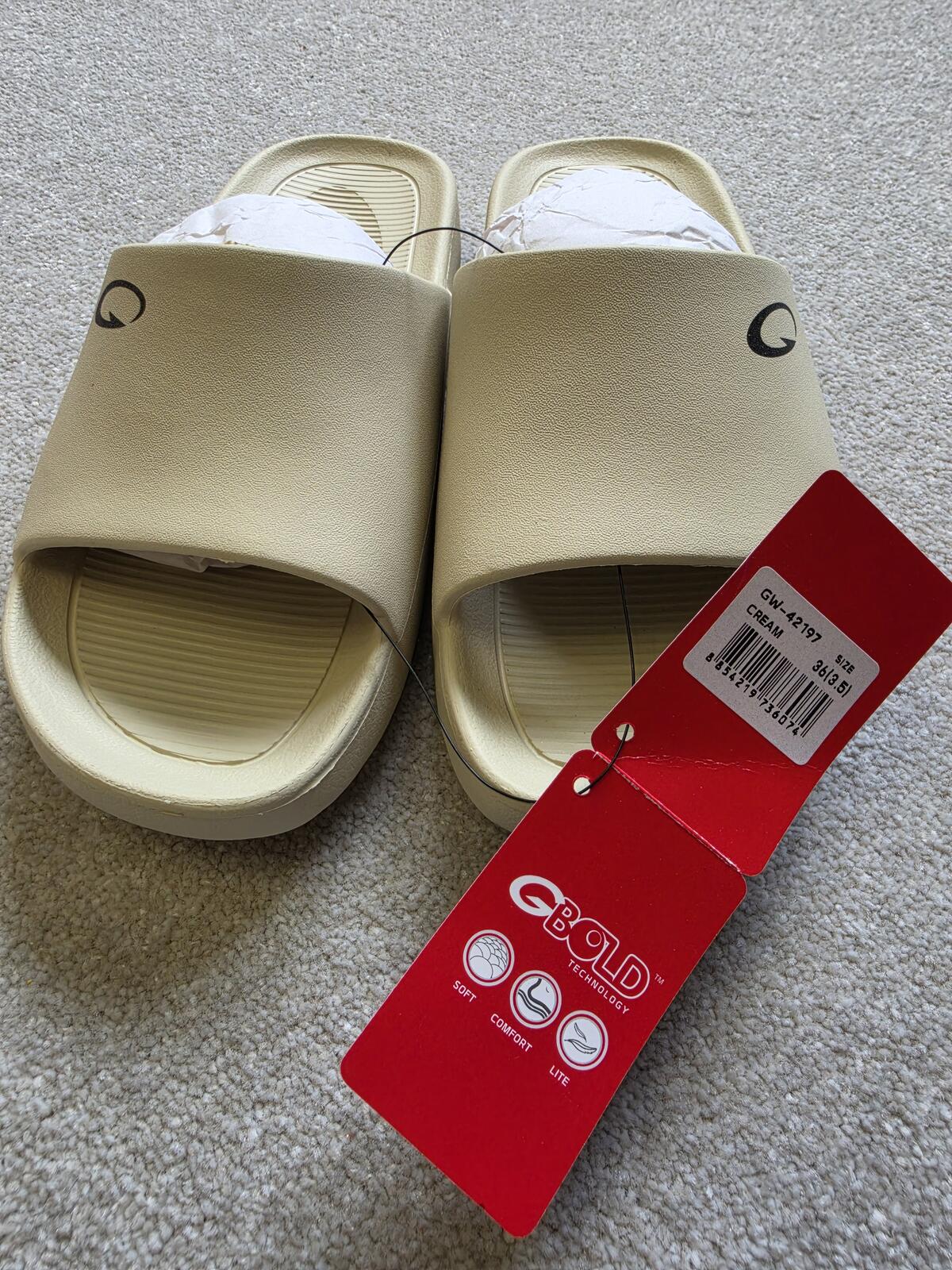 GBOLD Cream Slide Sandals Size 6