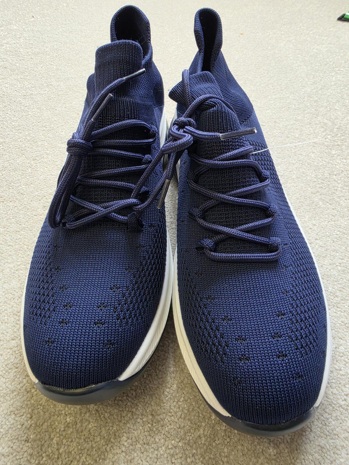 Navy Blue Knit Sneakers with White Sole - UK Size 6