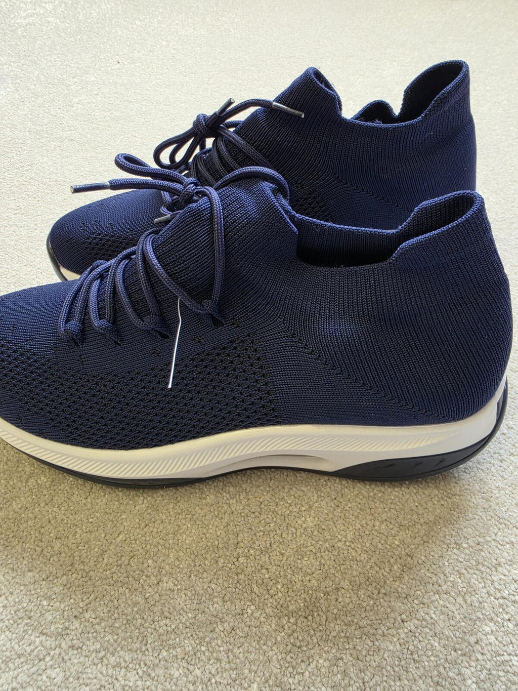 Navy Blue Knit Sneakers with White Sole - UK Size 6