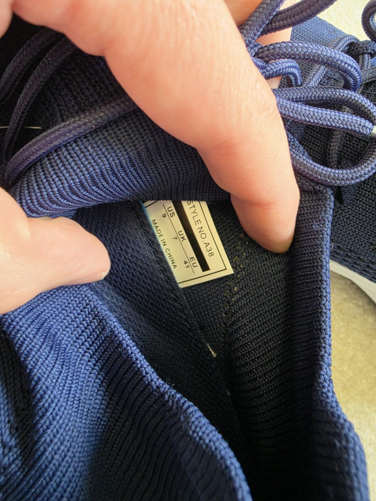 Navy Blue Knit Sneakers with White Sole - UK Size 6