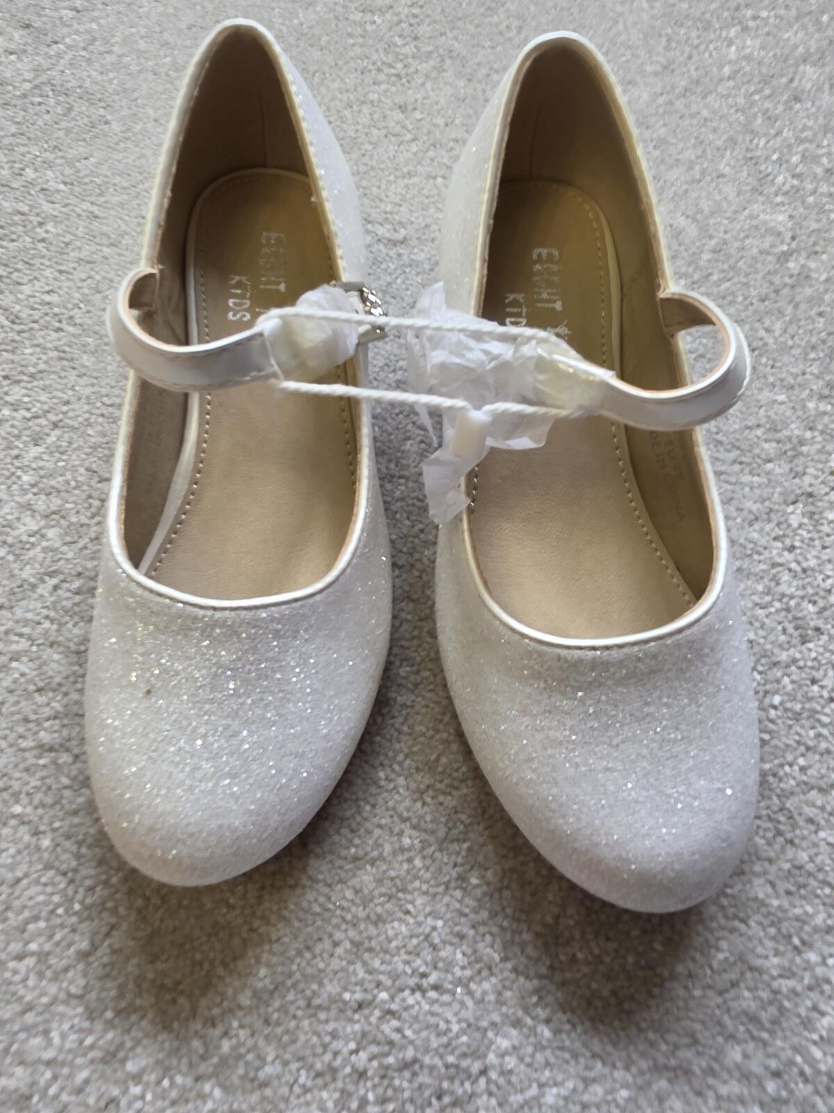Girls' White Glitter Mary Jane Shoes Size 29