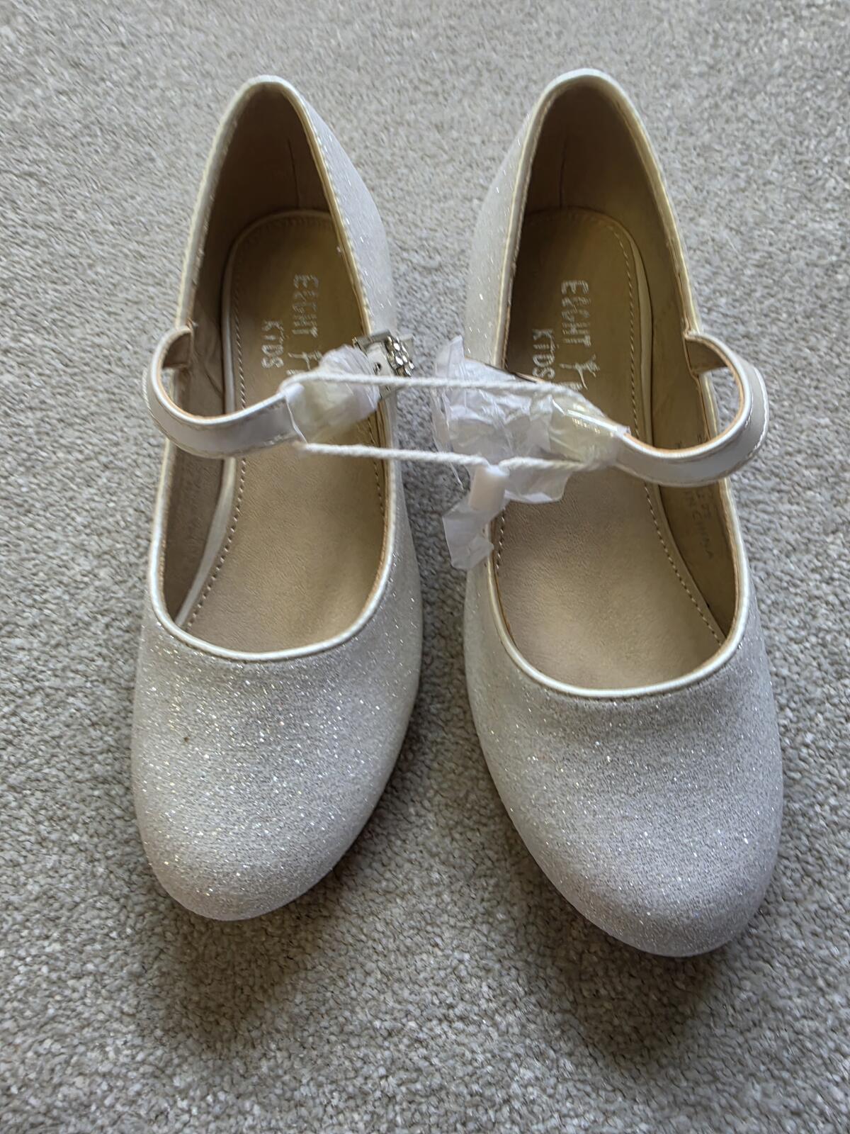 Girls' White Glitter Mary Jane Shoes Size 29