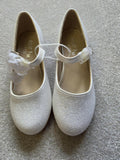 Girls' White Glitter Mary Jane Shoes Size 29