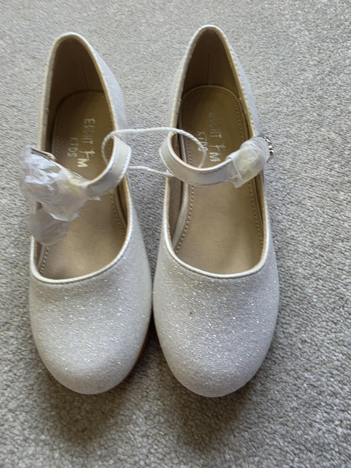 Girls' White Glitter Mary Jane Shoes Size 29