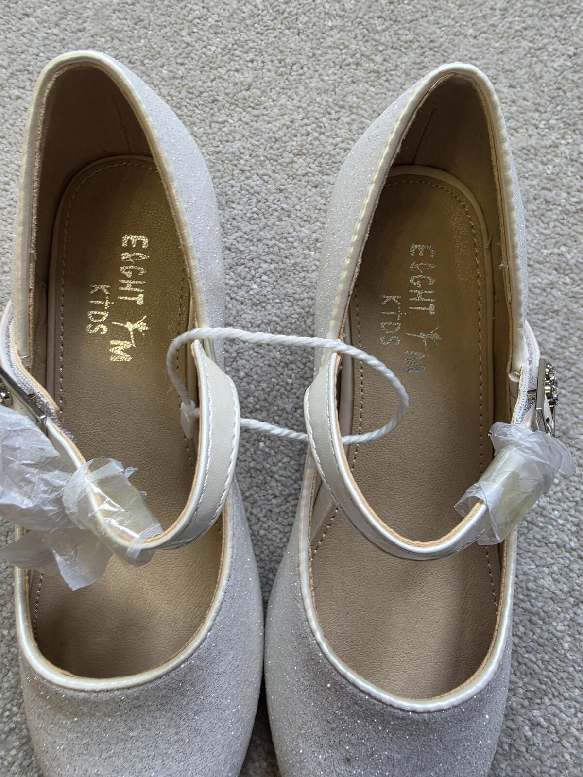 Girls' White Glitter Mary Jane Shoes Size 29