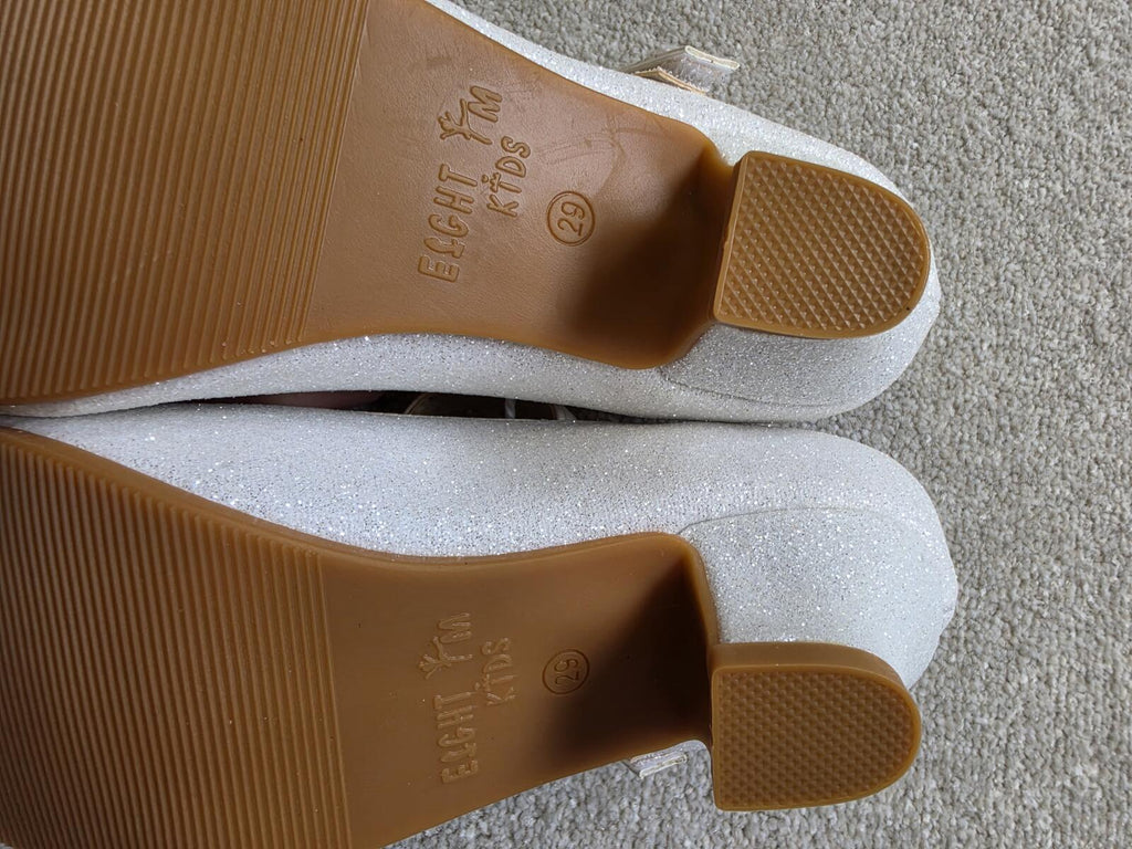 Girls' White Glitter Mary Jane Shoes Size 29