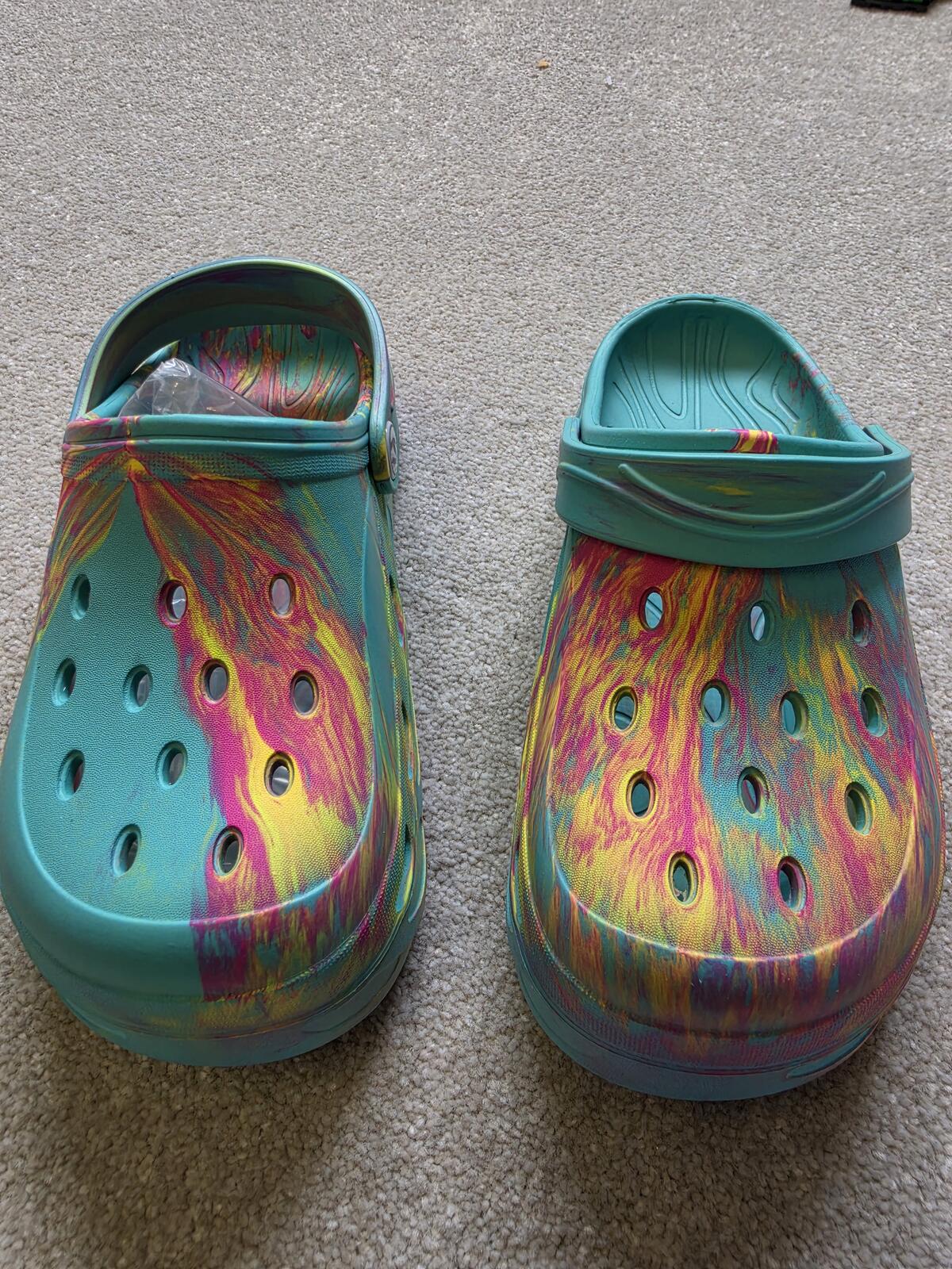 Unisex Aqua Multi-Coloured Slip-On Clogs Size 32